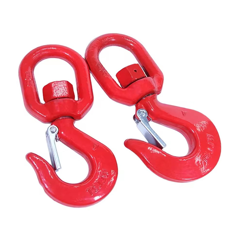 Carbon steel 0.75 ton Swivel safety hook with latch Lifting Swivel Hooks for factory