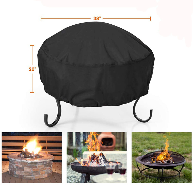 Hot Sale 210D Oxford circular courtyard fire pit harner pan fire basket fire pit cover