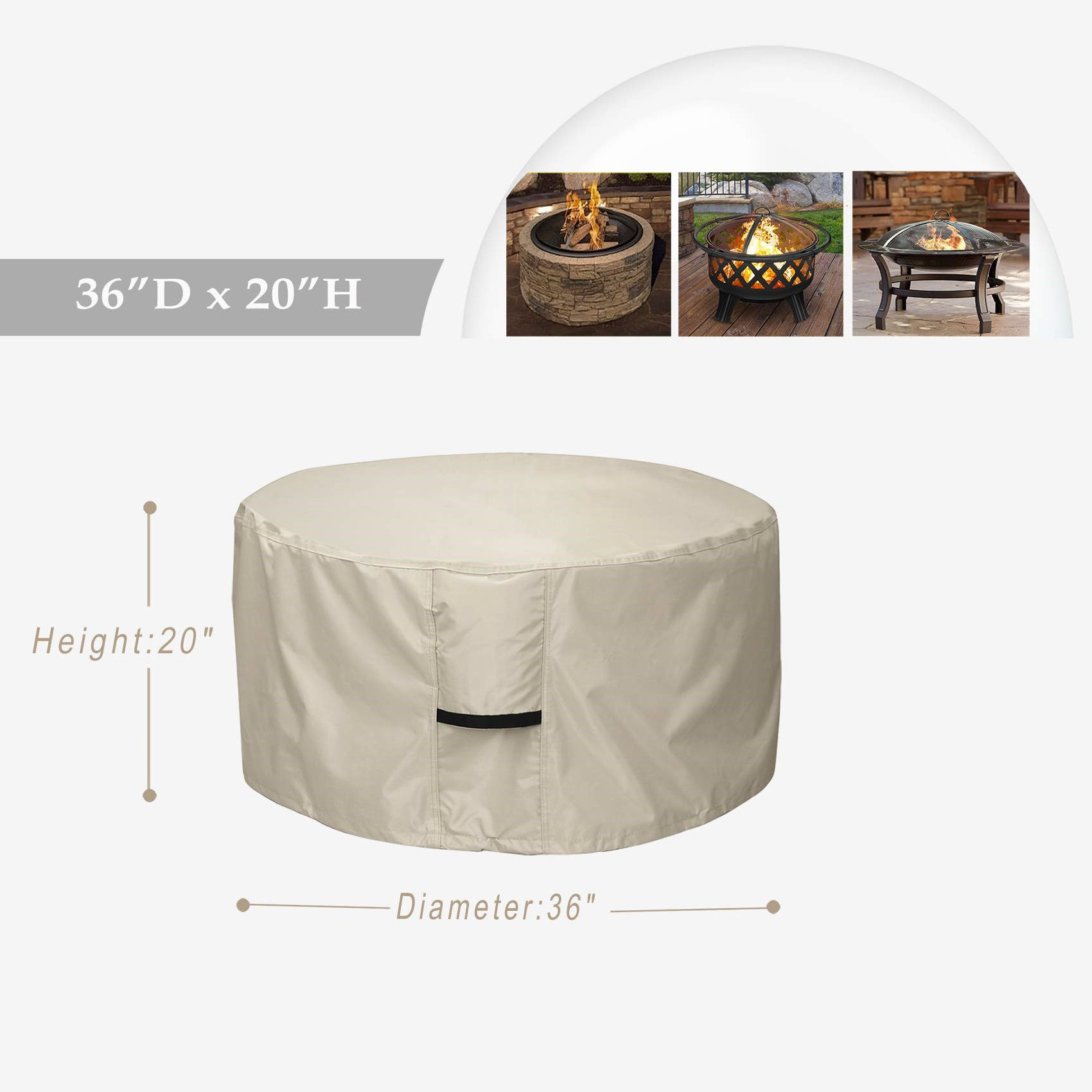 New Style Factory Price Tear Resistant Patio Round Fire Pit Cover Fire Bowl Cover