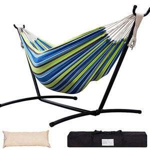 Garden Stand Cotton Hammock With Support Heavy Duty Steel Frame