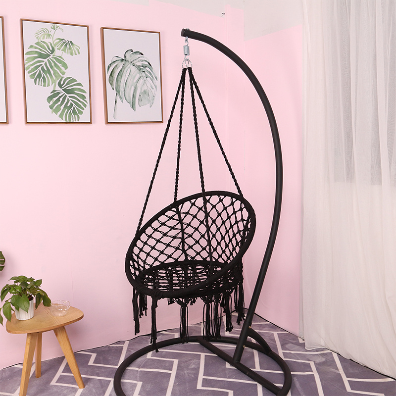 Hammock Chair Macrame Swing, Hanging Cotton Rope Macrame Hammock Swing Chair for outdoor Home