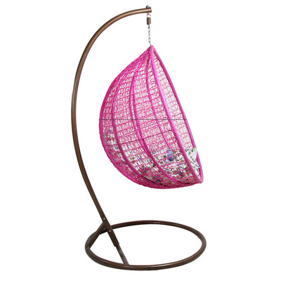 BomeGear All Weather Outdoor Patio Hammock Pink Rattan Swing Chair Wicker Hanging Egg Chair