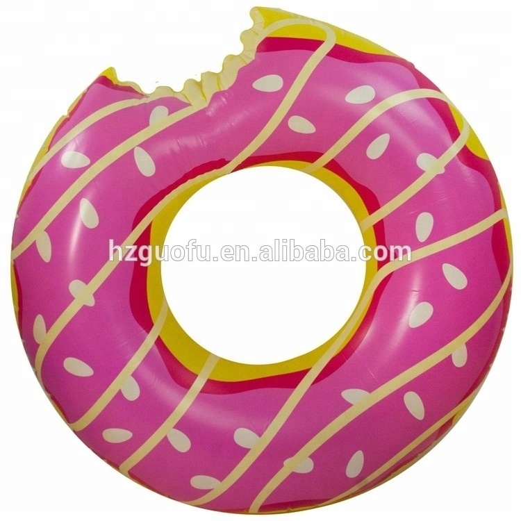 Custom Shape Inflatable Chocolate Or Strawberry Donut Pool Float Swimming Ring For Adults and Kids