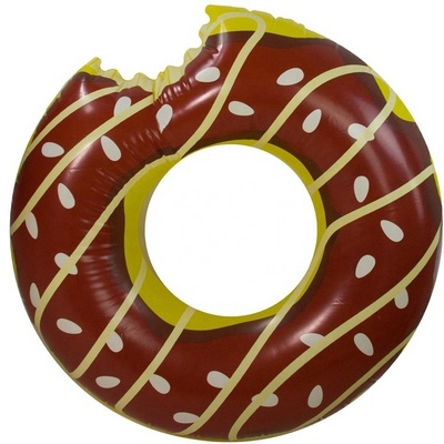 Custom Shape Inflatable Chocolate Or Strawberry Donut Pool Float Swimming Ring For Adults and Kids