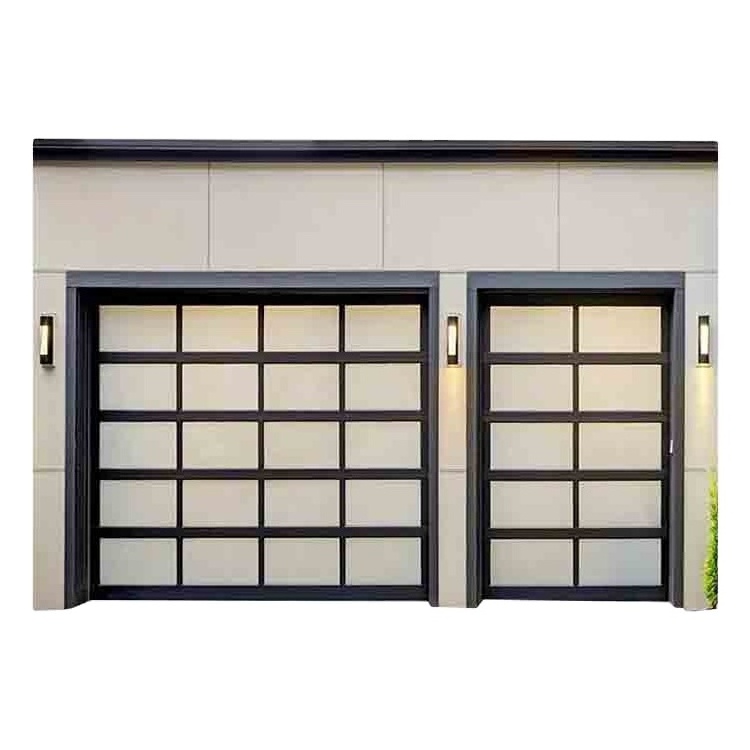 Modern sectional overhead full view aluminum tempered glass panel garage door price plexiglass garage door