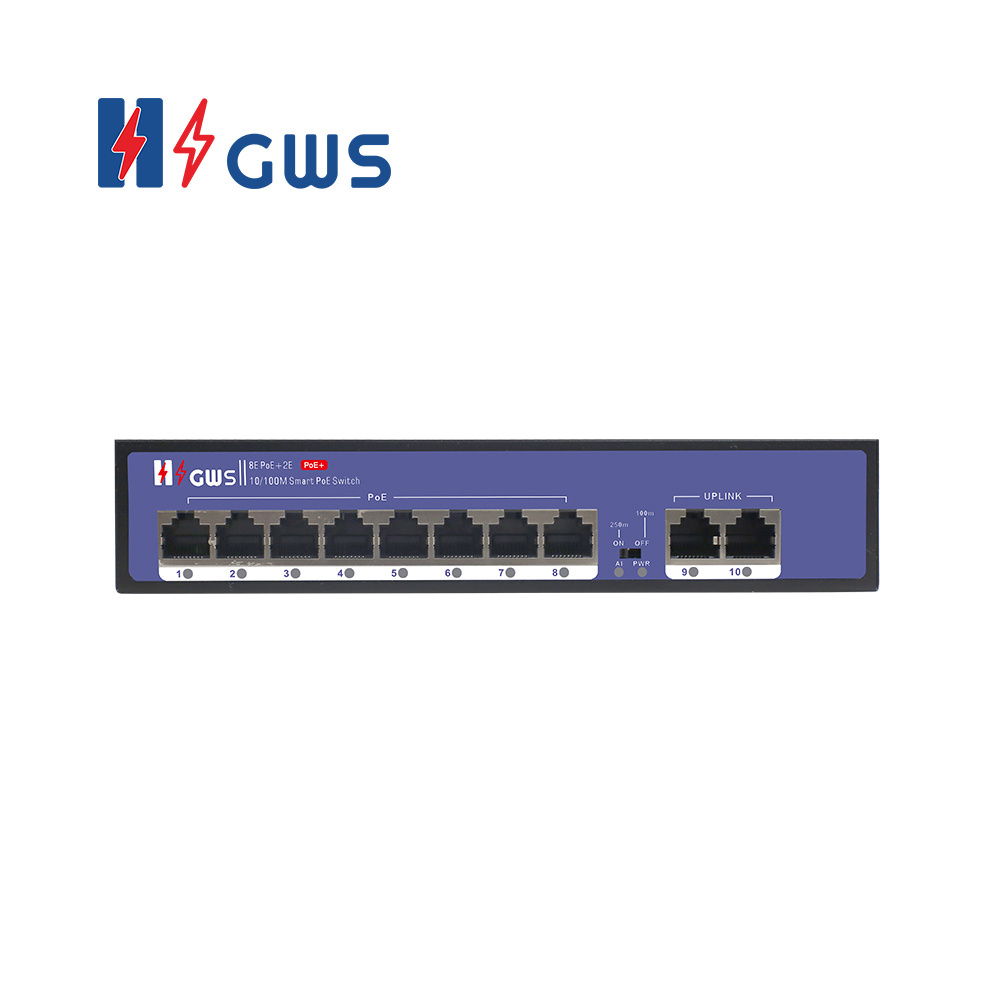 CCTV 8 port PoE switch OEM PoE Switch 10 port 10/100 switch with 8 port POE For IP Camera Network camera