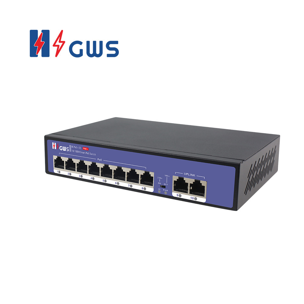 CCTV 8 port PoE switch OEM PoE Switch 10 port 10/100 switch with 8 port POE For IP Camera Network camera