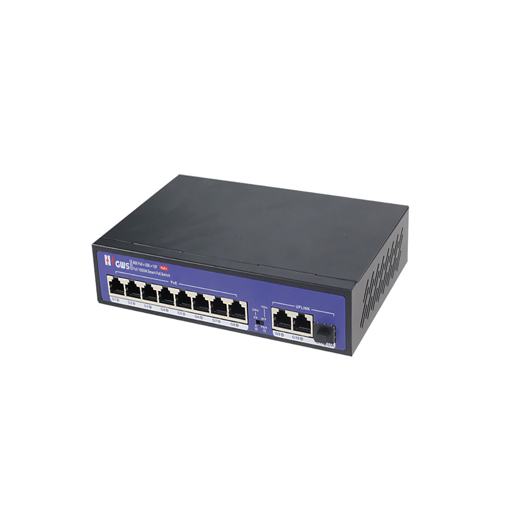 GWS-3108PFD 8*Gigabit POE Ports+2*Gigabit Uplink RJ45 Ports+1*Gigabit Fiber Slot HZGWS Unmanaged POE Switch