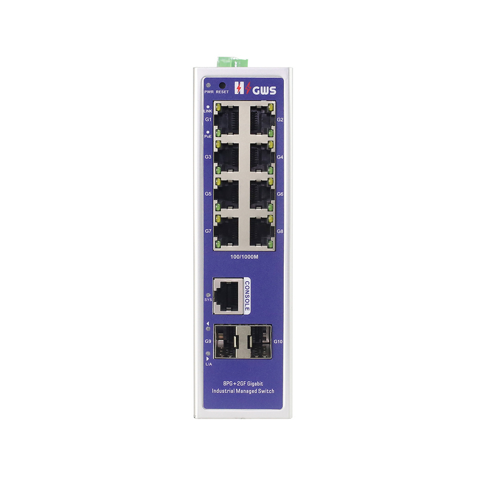 8 Port PoE Gigabit Managed Poe Switch with 2 SFP Ring Industrial PoE network Switch for outdoor