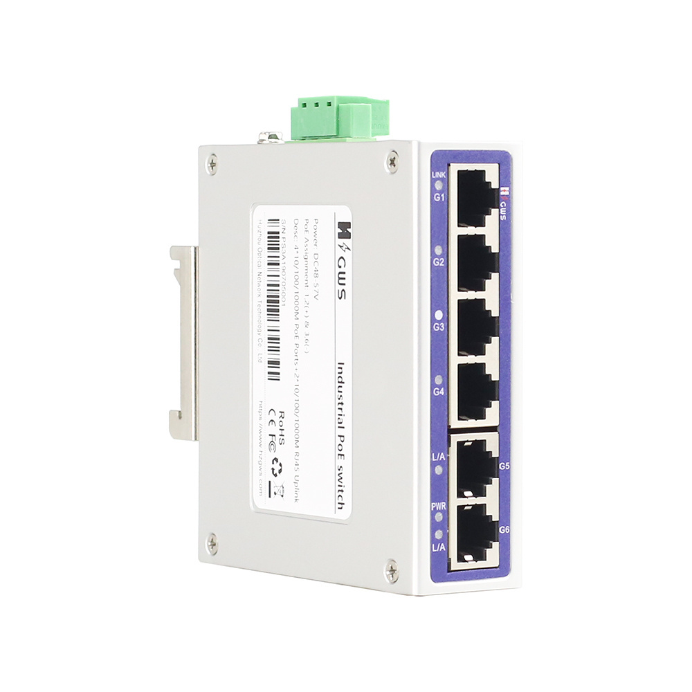 10/100/1000M Ethernet Industrial Din-Rail Network Switch with 6-port 24V/24W Power Supply