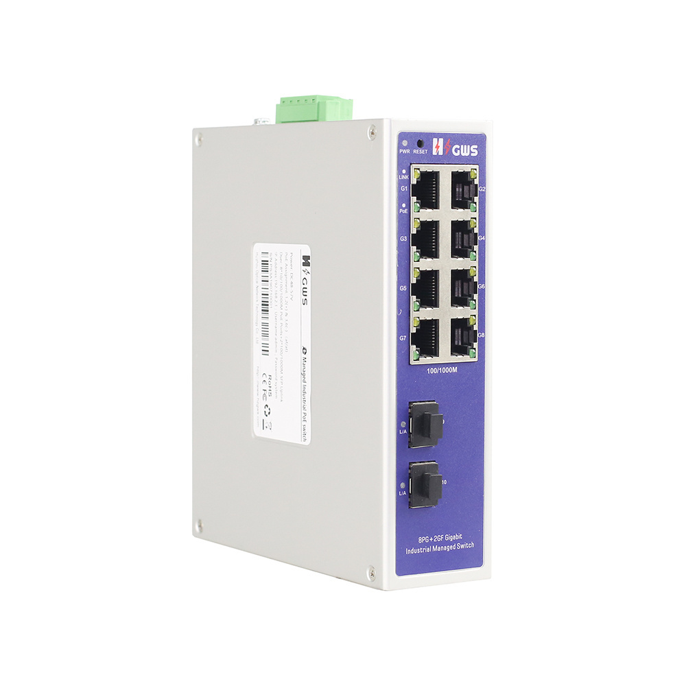 10 port with Gigabit SFP slot Din-Rail Full Gigabit 8*10/100/1000M POE port Industrial Fiber e-Managed POE Switch