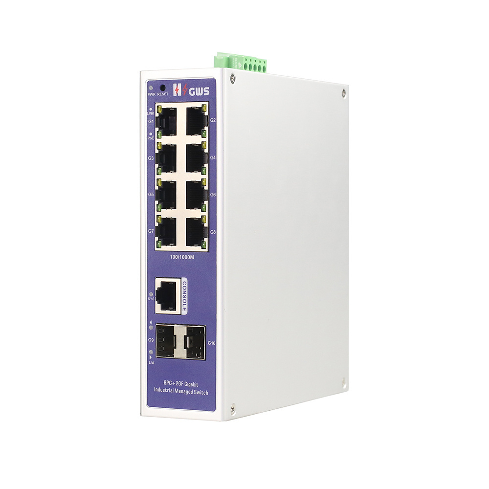 8 Port PoE Gigabit Managed Poe Switch with 2 SFP Ring Industrial PoE network Switch for outdoor