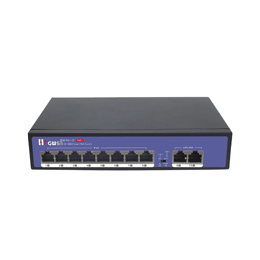 CCTV 8 port PoE switch OEM PoE Switch 10 port 10/100 switch with 8 port POE For IP Camera Network camera