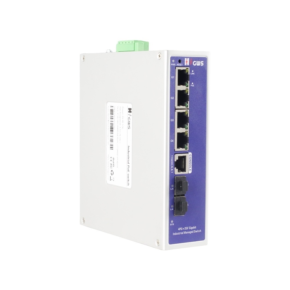 GWS-IPS5006PFM Managed POE Fiber Switch 6 Gigabit ports+4*10/100/1000M POE ports Industrial media converter