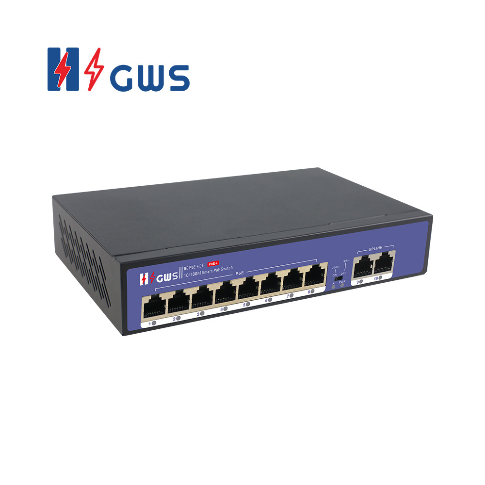 CCTV 8 port PoE switch OEM PoE Switch 10 port 10/100 switch with 8 port POE For IP Camera Network camera