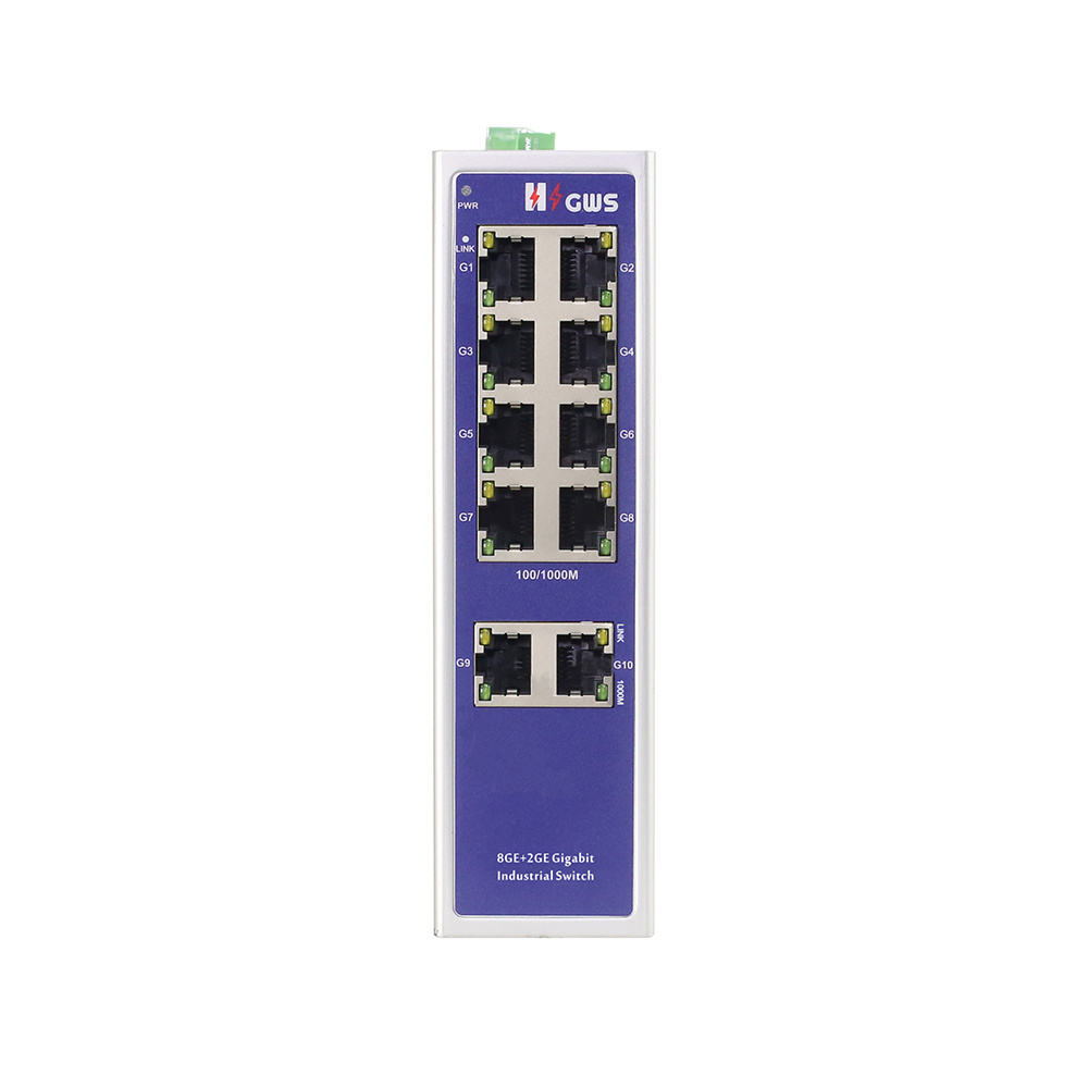 Industrial ethernet 8 Ports  and 2 1000M RJ45 Port Industrial Gigabit POE Switch