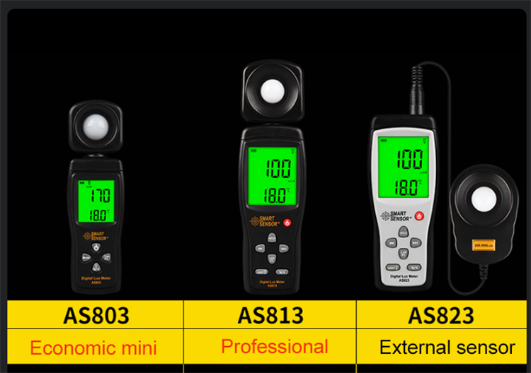 Smart Sensor Digital illumination Tester Actinometer light meter AS823 Lux Meter