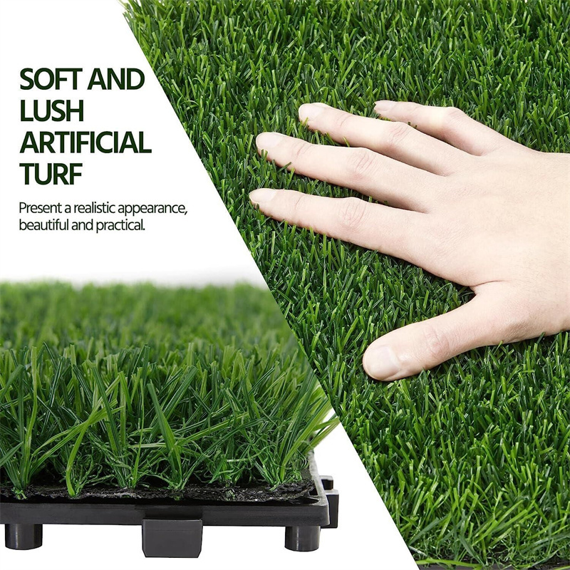 6PCS 12''x12'' Floor Decoration Grass Pad Tiles with Waterproof  Plate Artificial Grass Turf Tiles Interlocking  Grass Mat