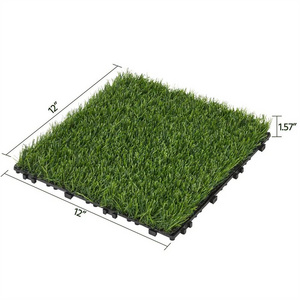 6PCS 12''x12'' Floor Decoration Grass Pad Tiles with Waterproof  Plate Artificial Grass Turf Tiles Interlocking  Grass Mat