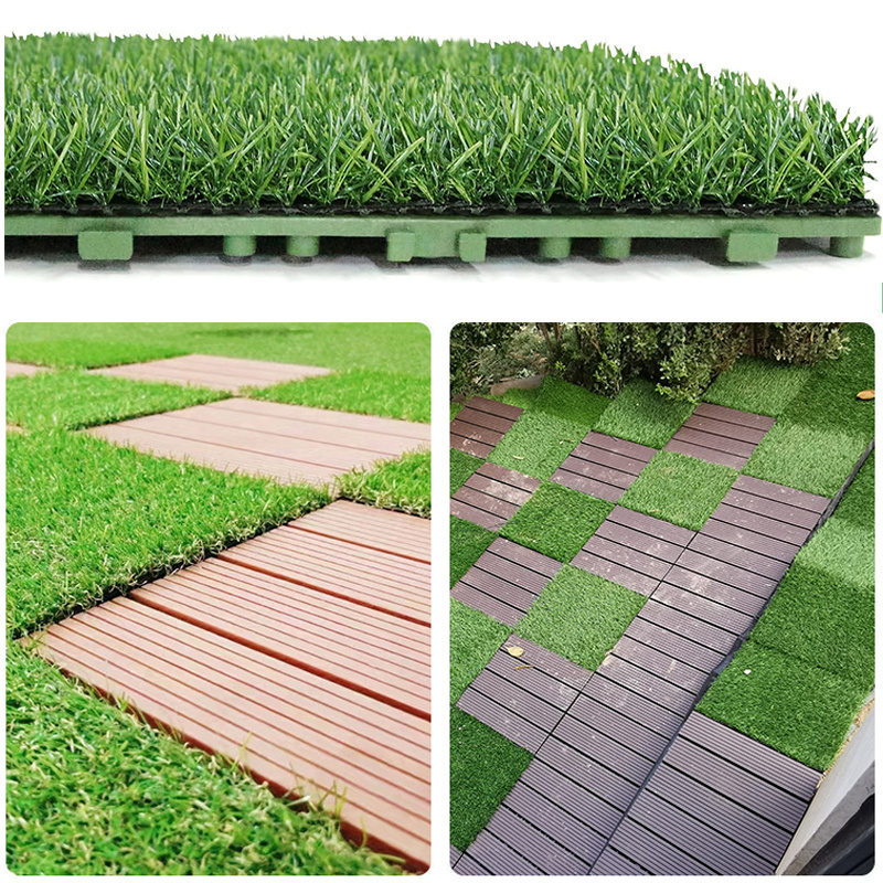 Artificial Grass Tile waterproof DIY Artificial Grass Interlocking 12mm Artificial Grass Tiles