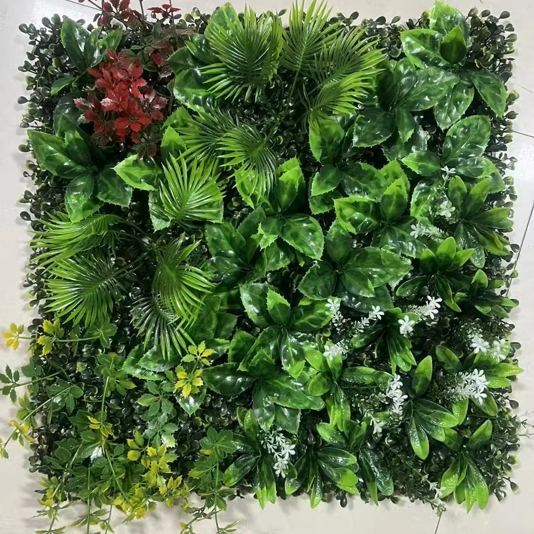 Assorted Plastic Greenery Wall Artificial Vertical Grass Artificial Vertical Garden for Outdoor Garden Wall Decor