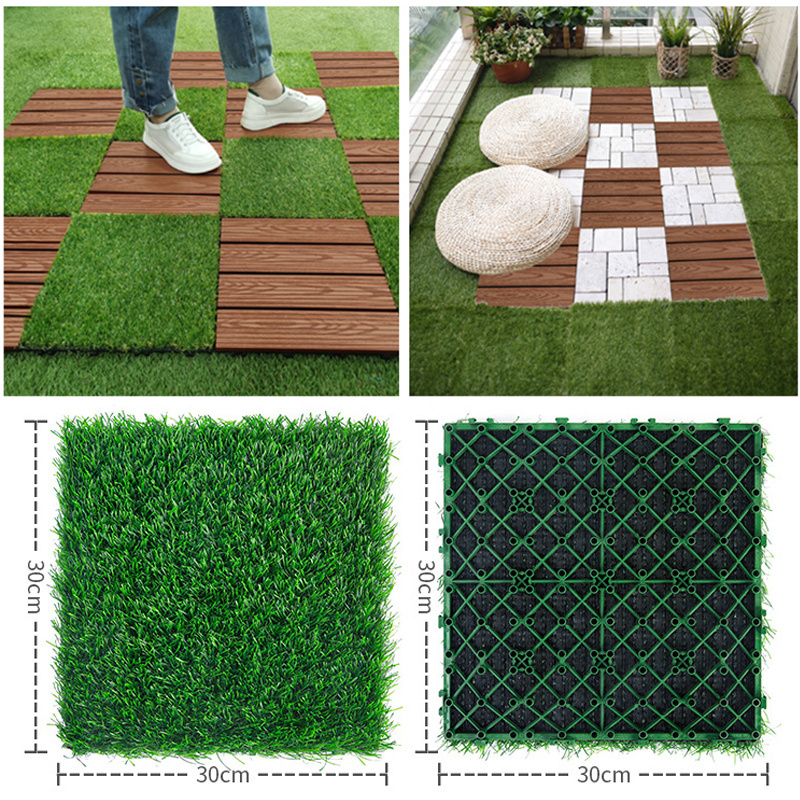 Artificial Grass Tile waterproof DIY Artificial Grass Interlocking 12mm Artificial Grass Tiles