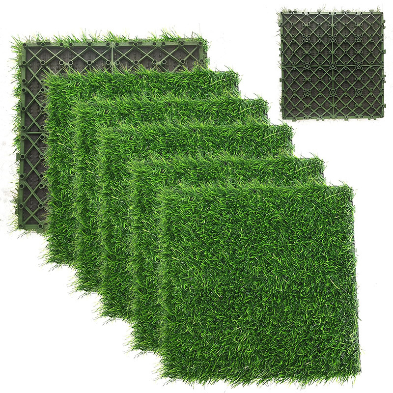 Artificial Grass Tile waterproof DIY Artificial Grass Interlocking 12mm Artificial Grass Tiles