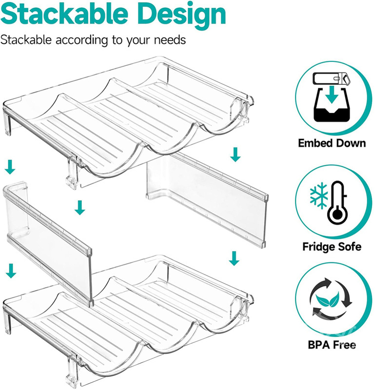 Cup Storage Stand Stackable Water Bottle Organizer For Fridge Kitchen Cabinet 4 Tier Wine Water Bottle Organizer Rack Holder