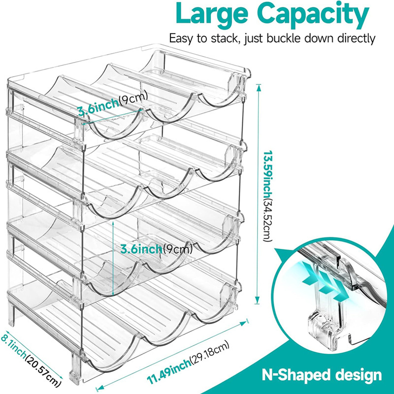 Cup Storage Stand Stackable Water Bottle Organizer For Fridge Kitchen Cabinet 4 Tier Wine Water Bottle Organizer Rack Holder