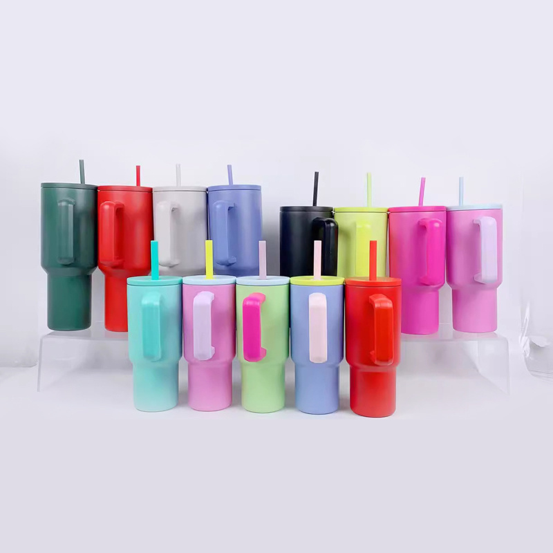 New Arrival 24oz Tumbler with Handle and Straw Lid Kids Trek 24 oz Tumbler Insulated Reusable Stainless Steel Water Bottle