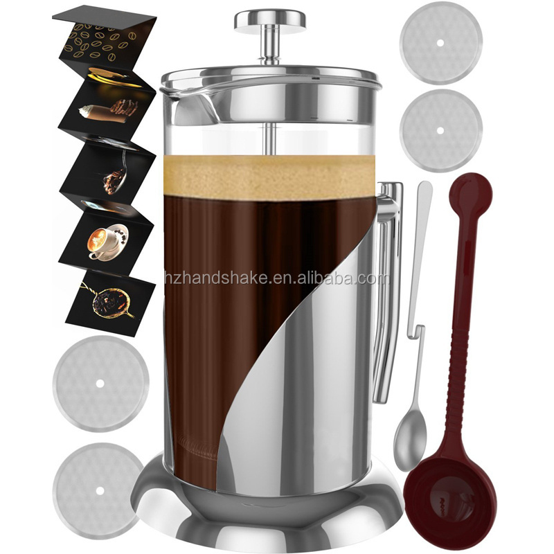 French Press Coffee & Tea Maker Complete Bundle | 34 Oz | Best Coffee Pot with Stainless Steel & Double German Glass