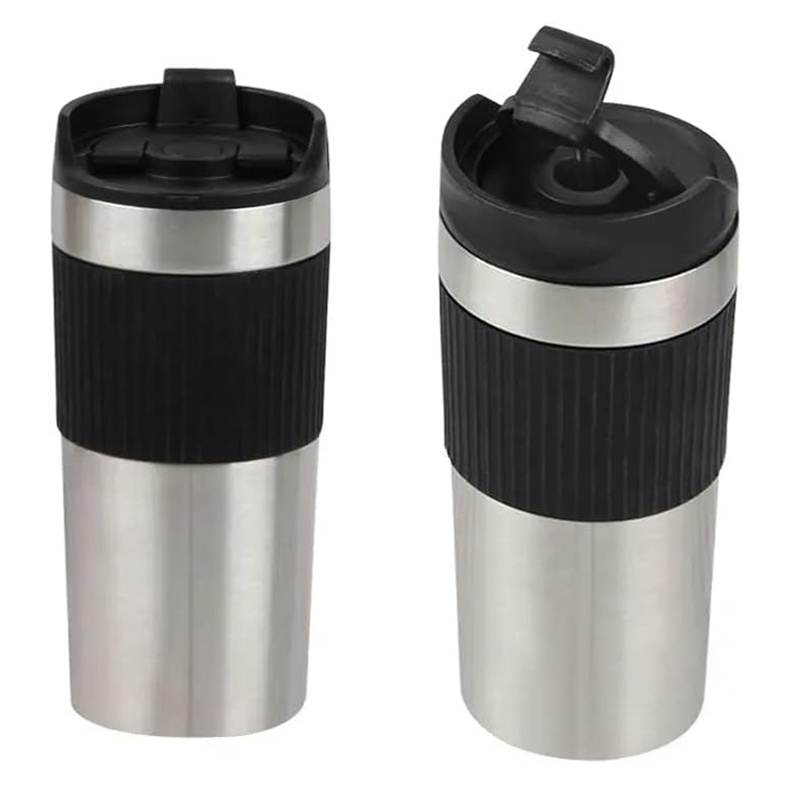 French Press 12 oz Stainless Steel Portable Design Travel Coffee Mug With Silicone Sleeve Vacuum Insulated Coffee French Press