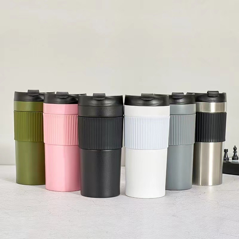 French Press 12 oz Stainless Steel Portable Design Travel Coffee Mug With Silicone Sleeve Vacuum Insulated Coffee French Press