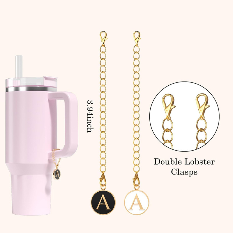 Bulk Straw Cover for Tumbler with Initial Letter Charms Accessories Name ID Personalized Handle Charm Cute Girls Straw Stopper