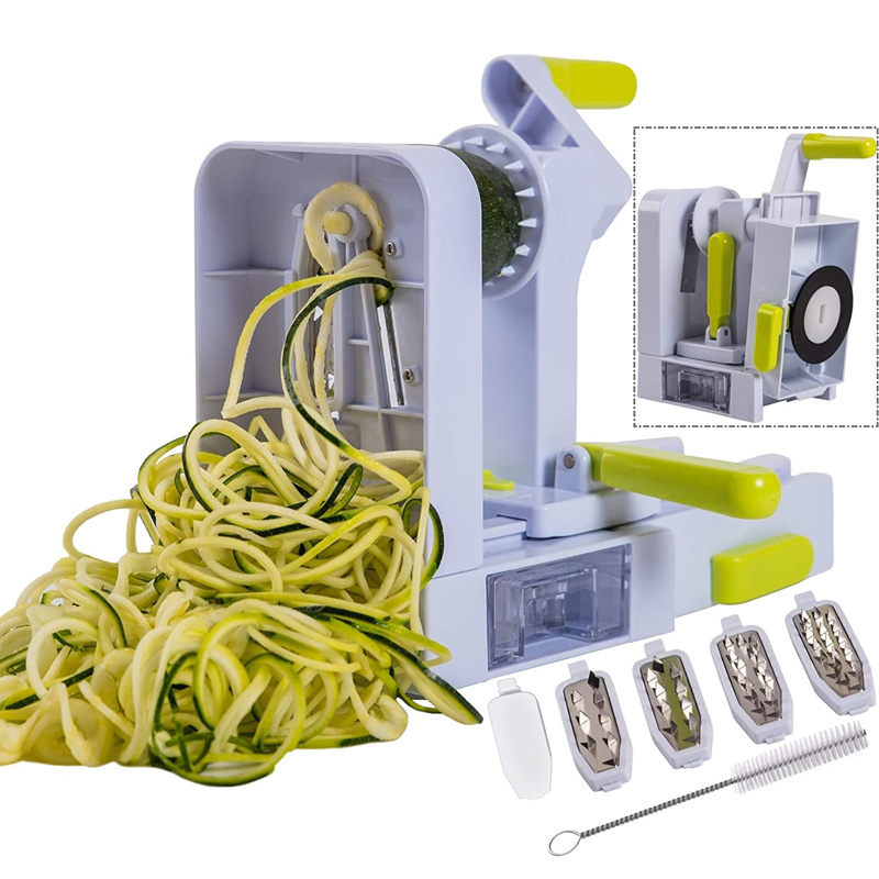 Onion Cutter 5-Blade Spiralizer Multifunctional Vegetable Cutter Slicer Chopper Kitchen Gadgets Foldable  Green Onion Cutter