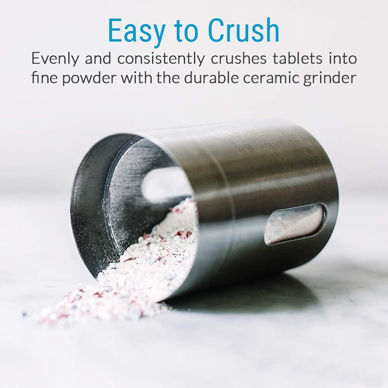 Pill Grinder Stainless Steel Tablet Vitamin Crusher Grind and Pulverize Multiple Pills Medicine to Fine Powder Use for Kids Pets