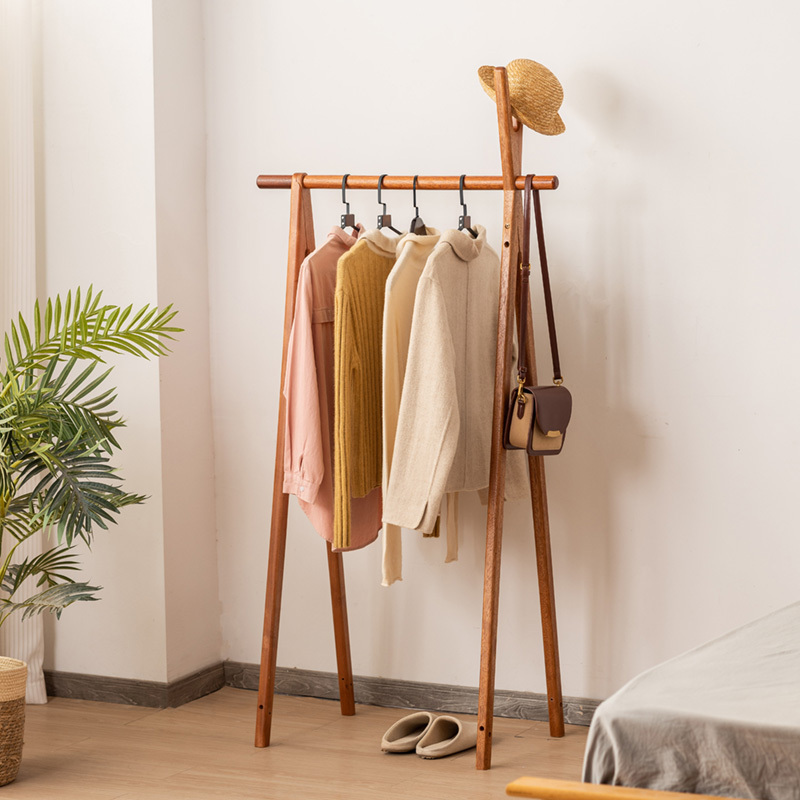 Hangrui Wooden Hallstand with Folding Cloth and Hat Rack for Bedroom