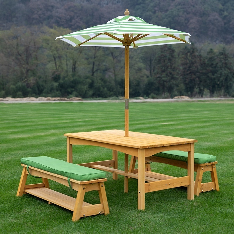 Hangrui HE-1306, Kids Outdoor Lounger for Children - High Quality Garden Chaise Lounger Chair Bench Table with Umbrella