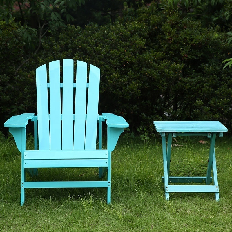 Hangrui Outdoor Solid Wood Adirondack Chair and Side Table Set - Perfect for Patio, Beach, and Deck