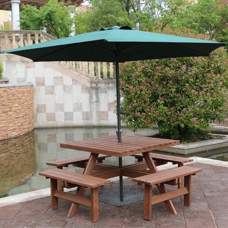 Hangrui Outdoor Patio Table and Benches Set for Dining, Picnic, and Beach - Customizable