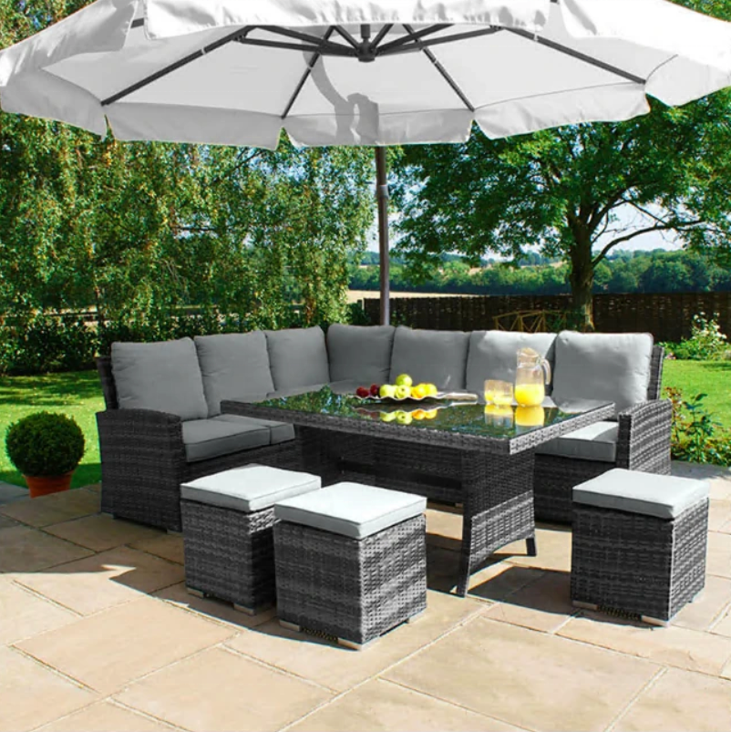 Garden Leisure Sofa Outdoor Rattan Corner Sofa Set of 8pcs Iron Sponge Outdoor Furniture PE Rattan Technorattan Furniture