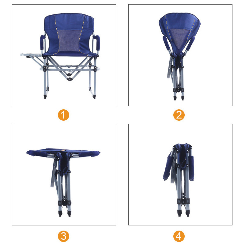 Beach Director Chairs Camping Folding Chair with Cup Holder Fishing Chair Stainless Steel Oxford Zero Gravity Blue 200 Pcs 120KG