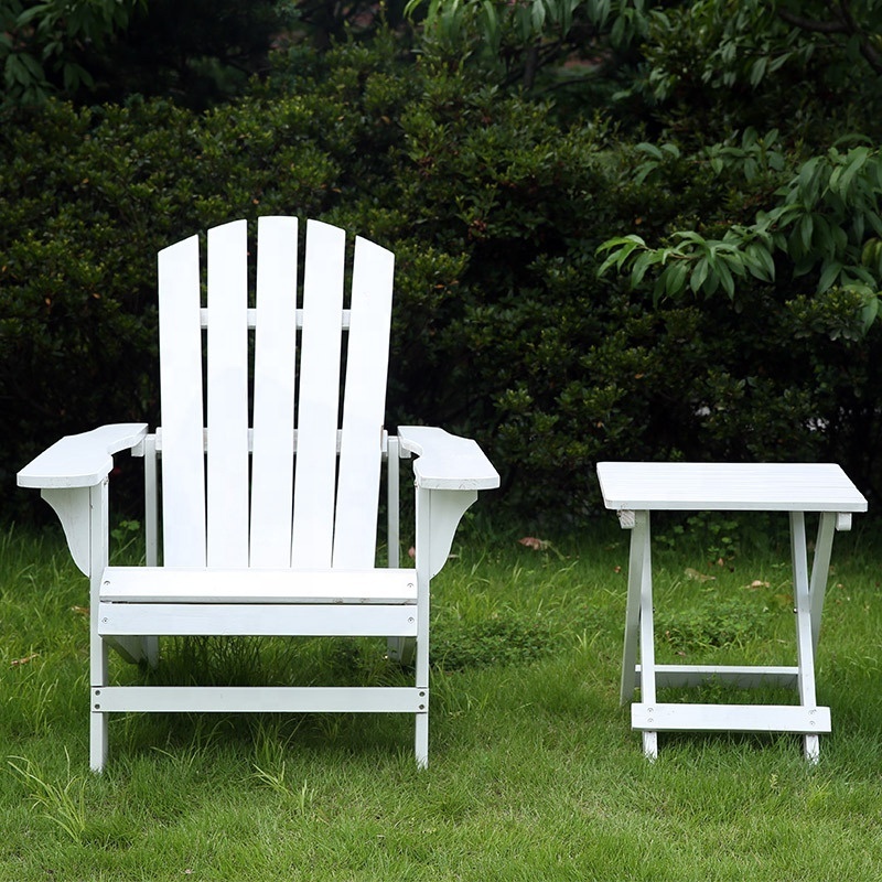 Hangrui Outdoor Solid Wood Adirondack Chair and Side Table Set - Perfect for Patio, Beach, and Deck