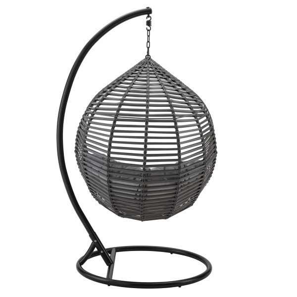 Hangrui HWQQ003 Outdoor Hanging Swing Chair with Rattan Material and Egg Shape Design for Garden or Indoor Use