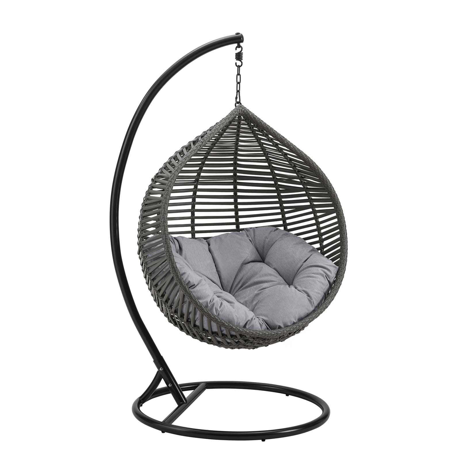 Hangrui HWQQ003 Outdoor Hanging Swing Chair with Rattan Material and Egg Shape Design for Garden or Indoor Use