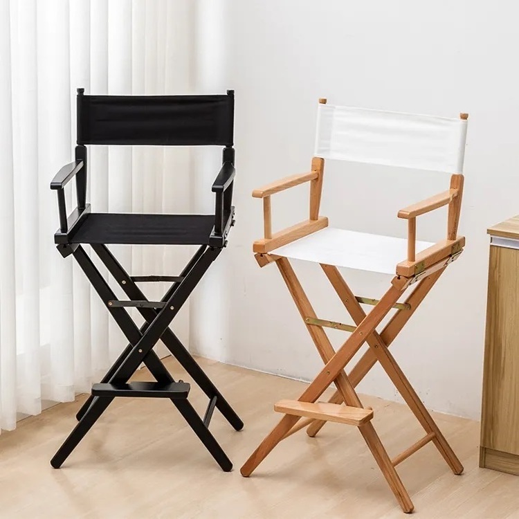 Hangrui Tall Wooden Folding Director Chair - Perfect for Outdoor and Indoor Camping, Makeup, and Beauty Artists