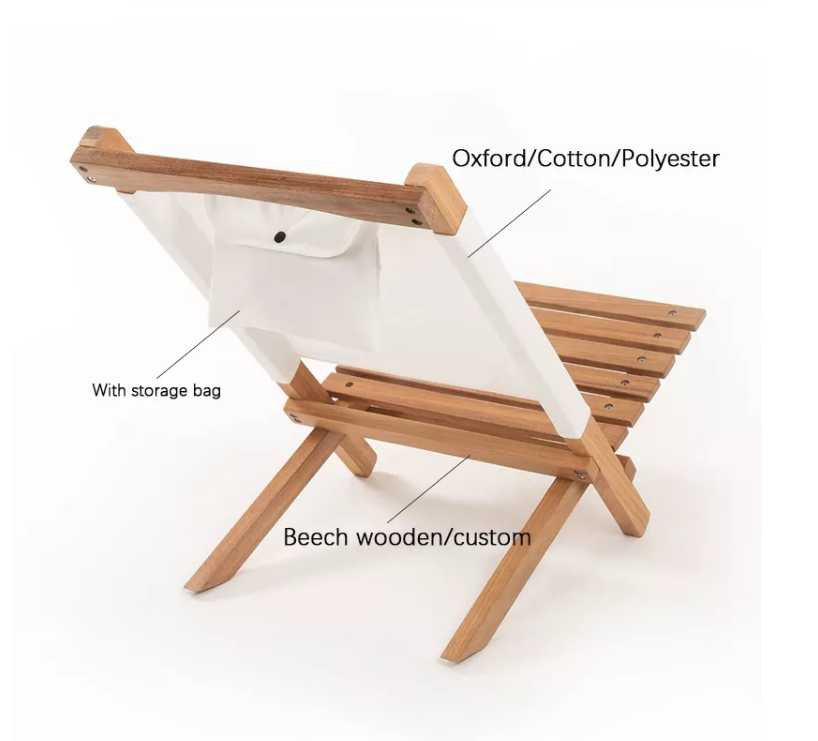 Hangrui Portable Wood Frame Beach Chair for Picnics, Camping, and Leisure Activities