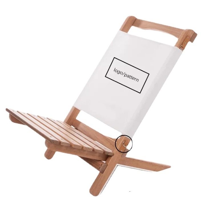 Hangrui Portable Wood Frame Beach Chair for Picnics, Camping, and Leisure Activities