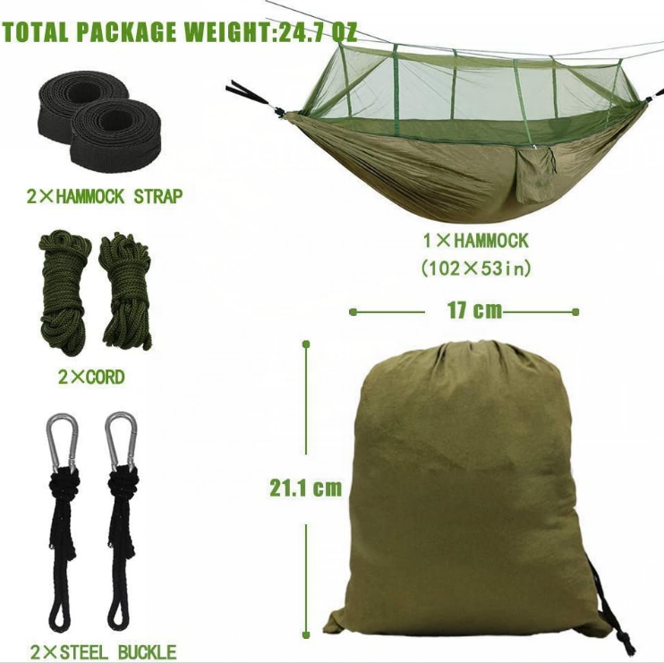 Outdoor High Capacity Camping Hammock Net Lightweight Portable Double Parachute Hammocks for Hiking