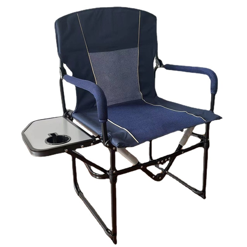 Beach Director Chairs Camping Folding Chair with Cup Holder Fishing Chair Stainless Steel Oxford Zero Gravity Blue 200 Pcs 120KG